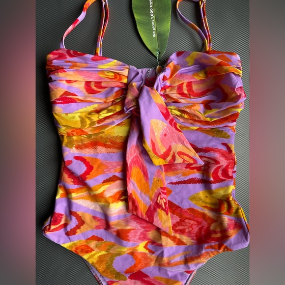 FARM RIO PAINTED FISHES BANDEAU ONE PIECE - Picture 8 of 13